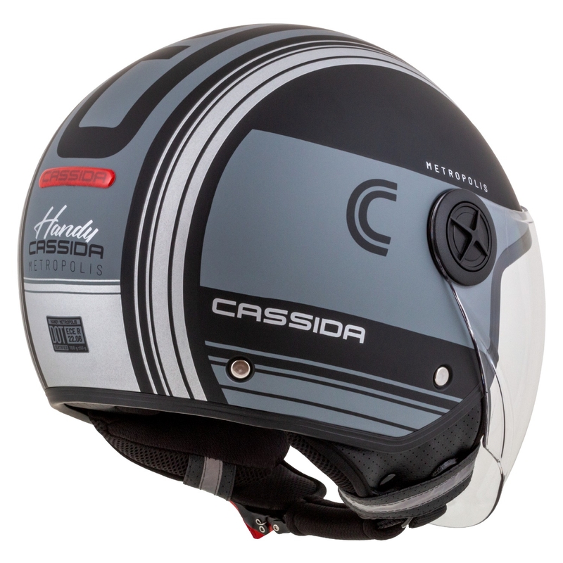 Casco da moto aperto Cassida Handy Metropolis Vision nero-grigio riflettente