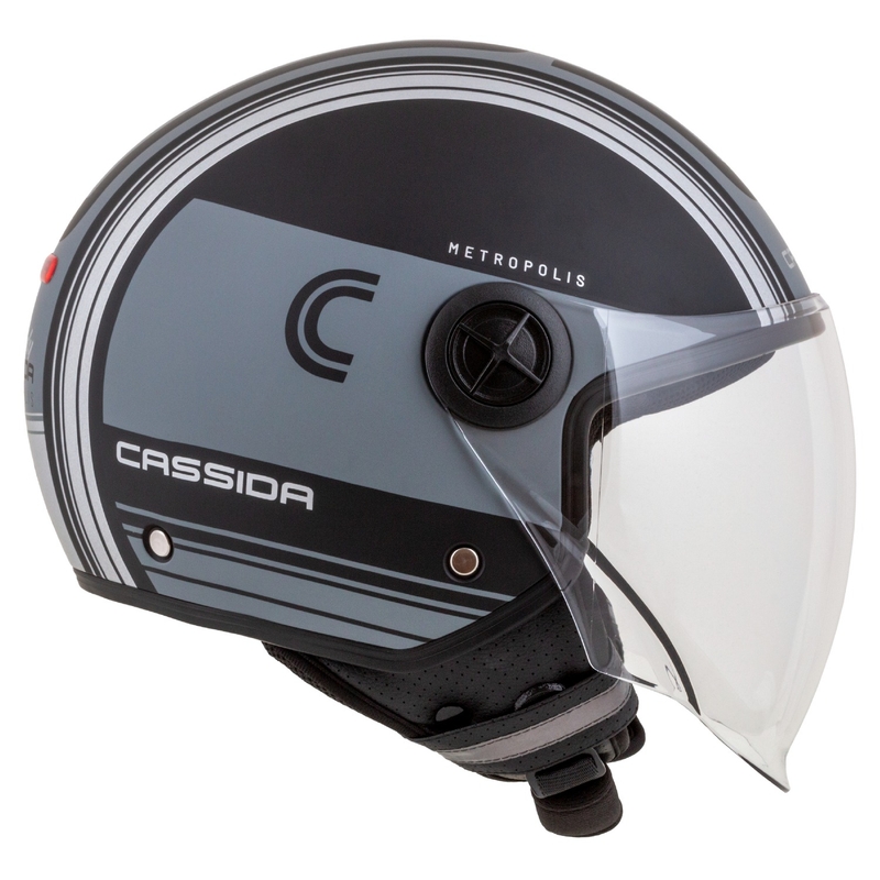 Casco da moto aperto Cassida Handy Metropolis Vision nero-grigio riflettente