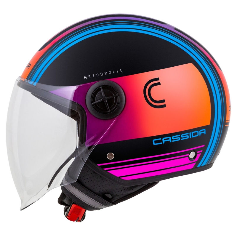 Casco moto aperto Cassida Handy Metropolis Nero-Turchese Gradiente
