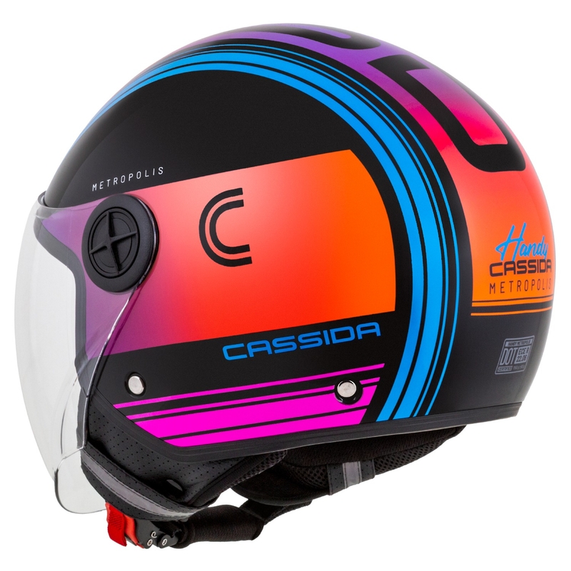 Casco moto aperto Cassida Handy Metropolis Nero-Turchese Gradiente