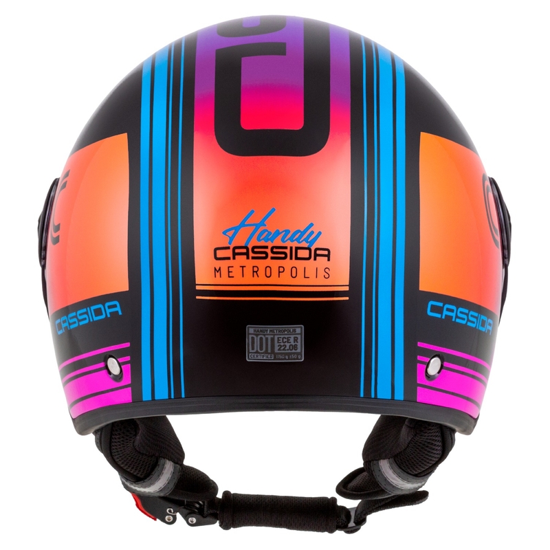 Casco moto aperto Cassida Handy Metropolis Nero-Turchese Gradiente