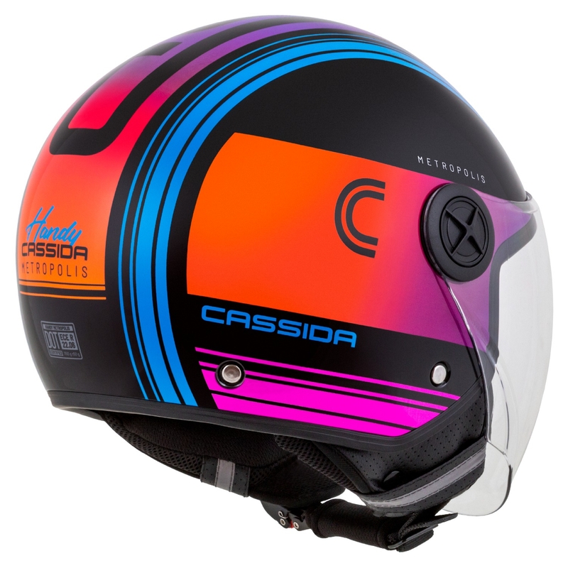 Casco moto aperto Cassida Handy Metropolis Nero-Turchese Gradiente