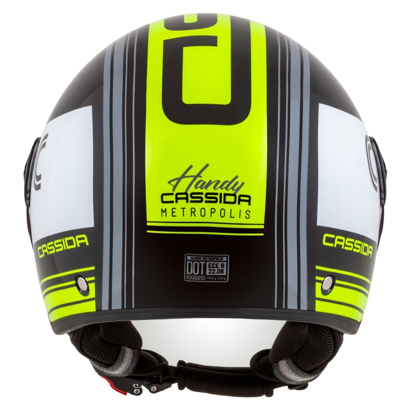 Casco moto aperto Cassida Handy Metropolis Nero-Bianco-Giallo Fluo-Grigio