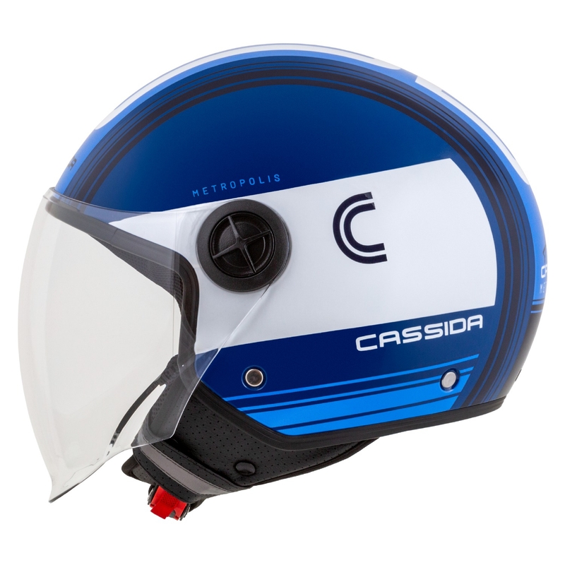 Casco moto aperto Cassida Handy Metropolis blu e bianco