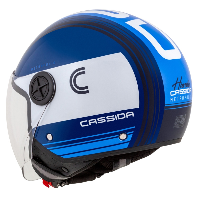 Casco moto aperto Cassida Handy Metropolis blu e bianco