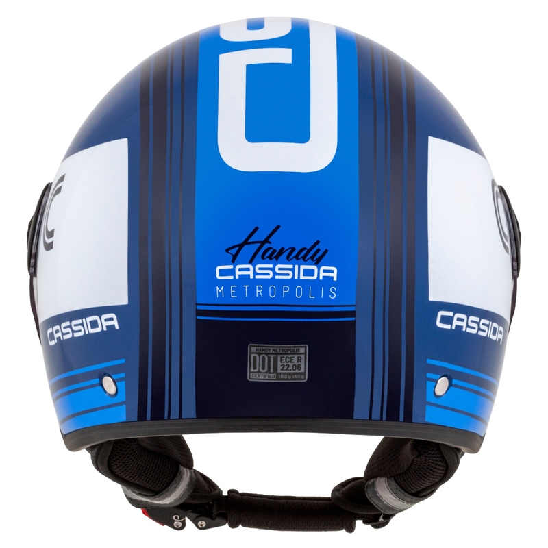 Casco moto aperto Cassida Handy Metropolis blu e bianco