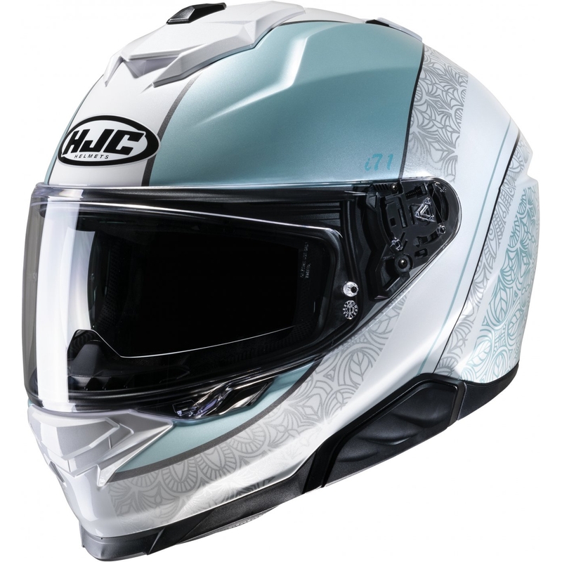 Casco moto integrale HJC i71 Sera MC2 grigio-bianco-blu