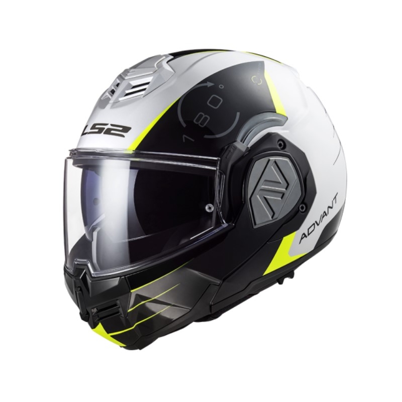 Casco moto ribaltabile LS2 FF906 Advant Codex 06 nero-bianco-giallo fluo