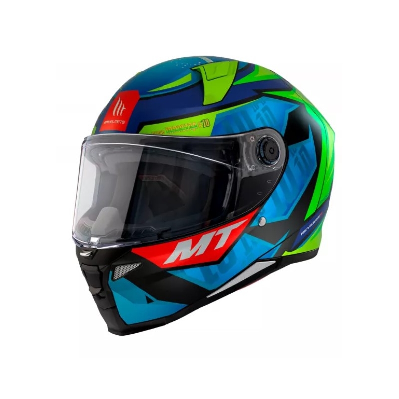 MT Revenge 2 S Moreira A7 casco moto integrale blu-verde