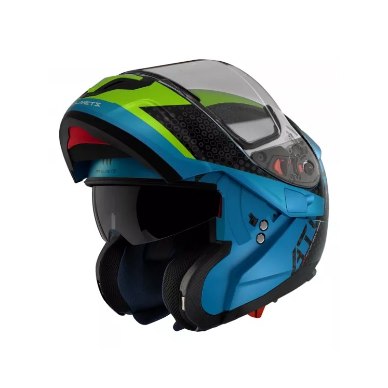 Casco moto apribile MT Atom SV Adventure A7 nero-verde-blu