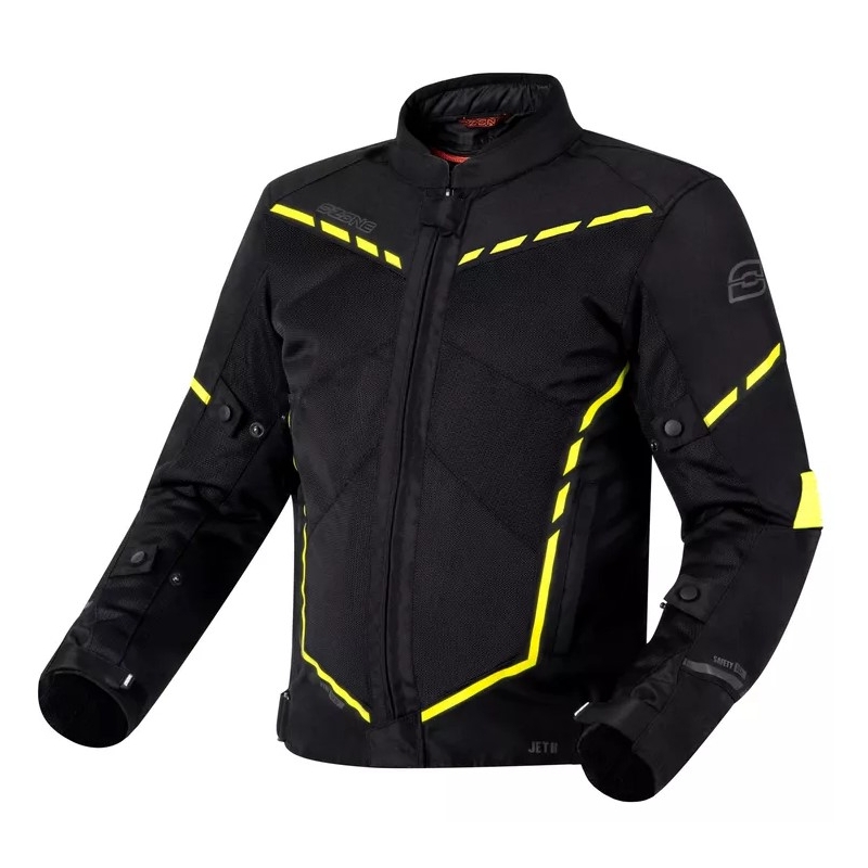 Giacca da moto Ozone Jet II nero-giallo fluo Saldi