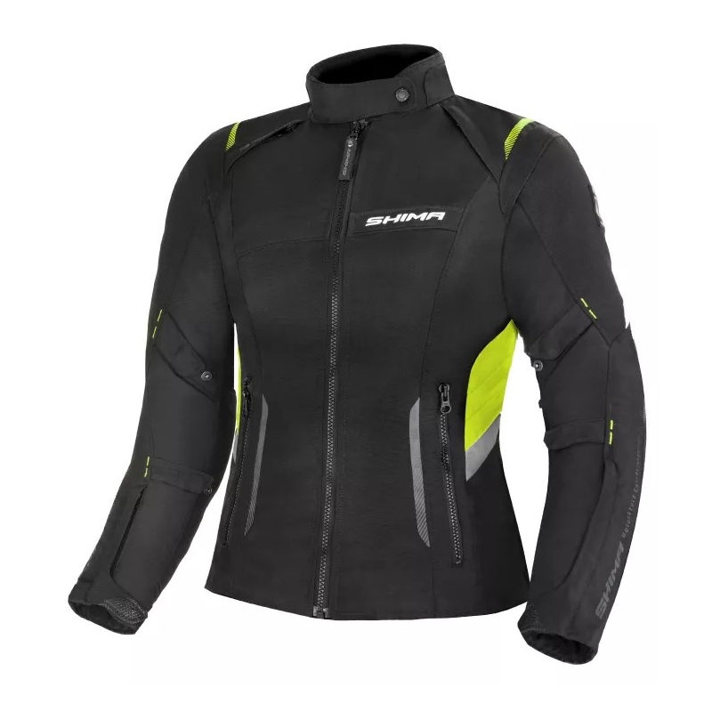 Giacca da moto da donna Shima Rush nero-giallo fluo Saldi