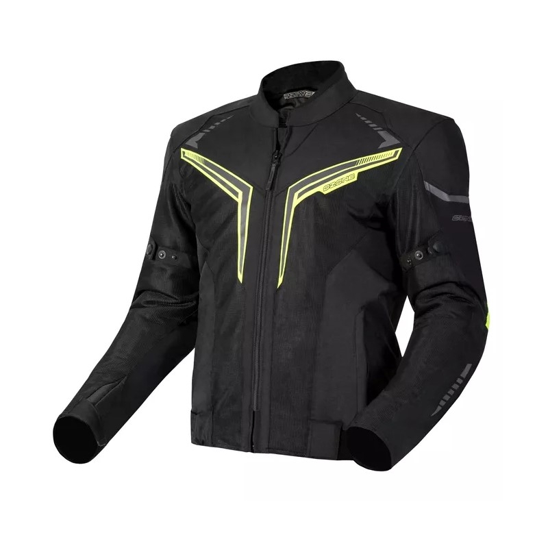 Giacca da moto Ozone Flow nero-giallo fluo Saldi