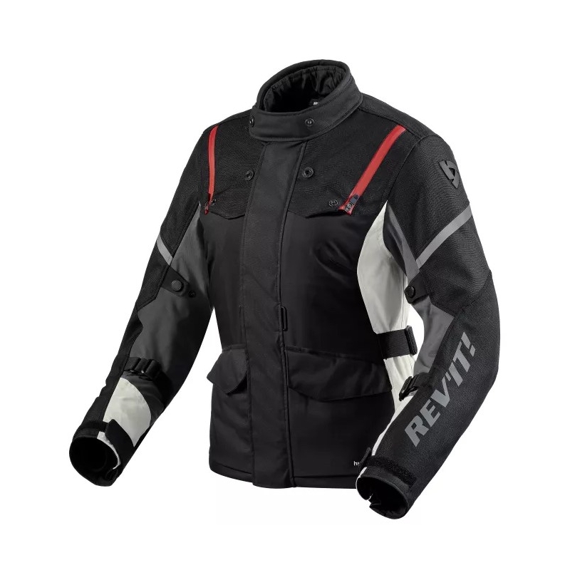 Giacca moto da donna Revit Horizon 3 H2O nera e rossa