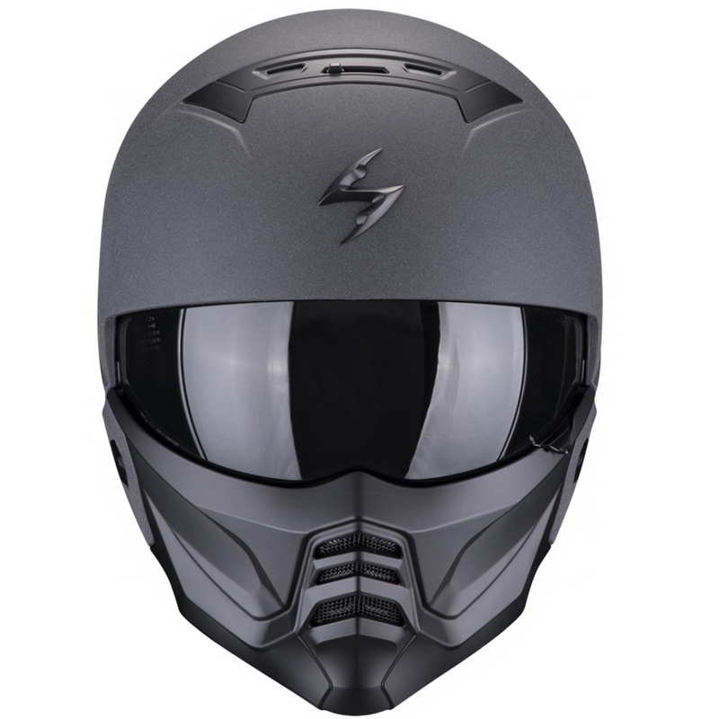 Casco jet con maschera Scorpion EXO-COMBAT II Solid graphite dark grey