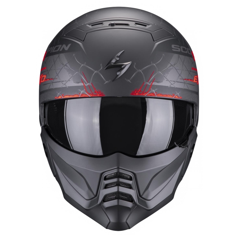 Casco aperto con maschera Scorpion EXO-COMBAT II Xenon nero-rosso opaco