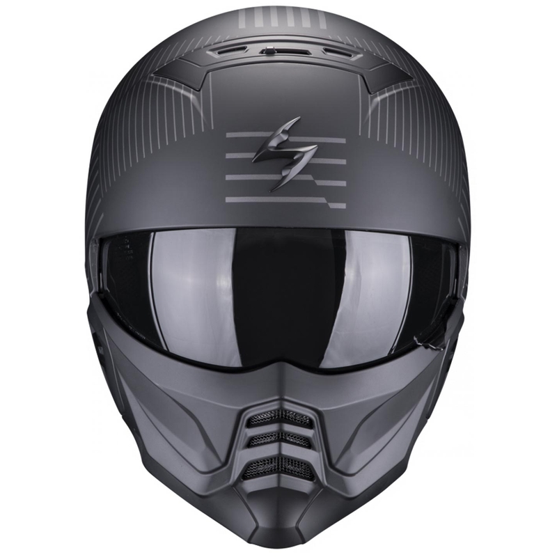 Casco aperto con maschera Scorpion EXO-COMBAT II Miles nero-argento opaco
