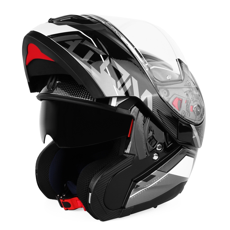 Casco moto MT Atom SV Quark nero-grigio-bianco lucido Saldi