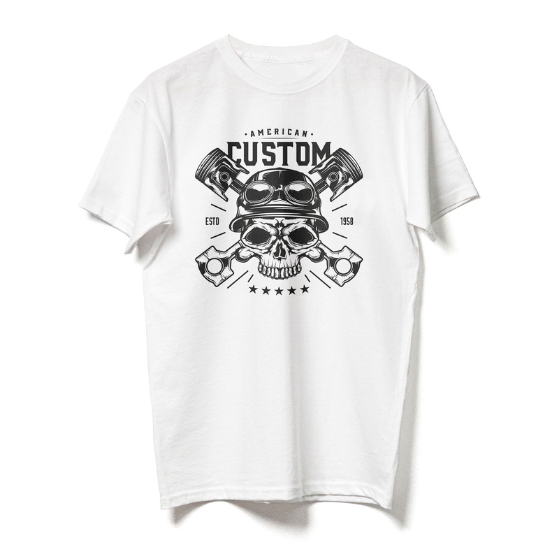 Maglietta RSA American Custom Skull bianca Saldi