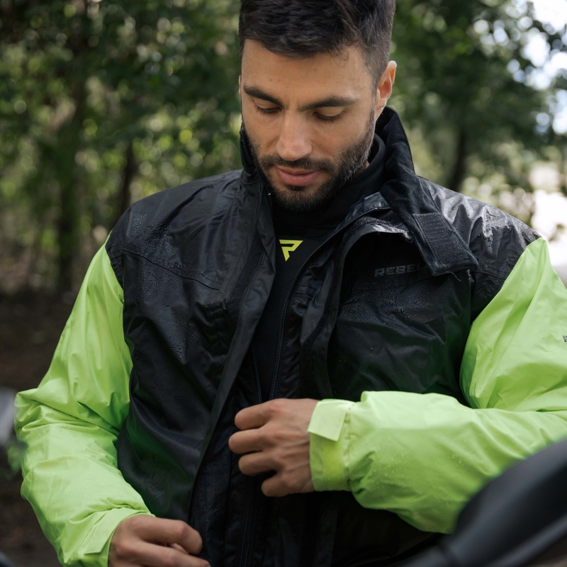 Rebelhorn Rain giacca antipioggia da moto giallo fluo