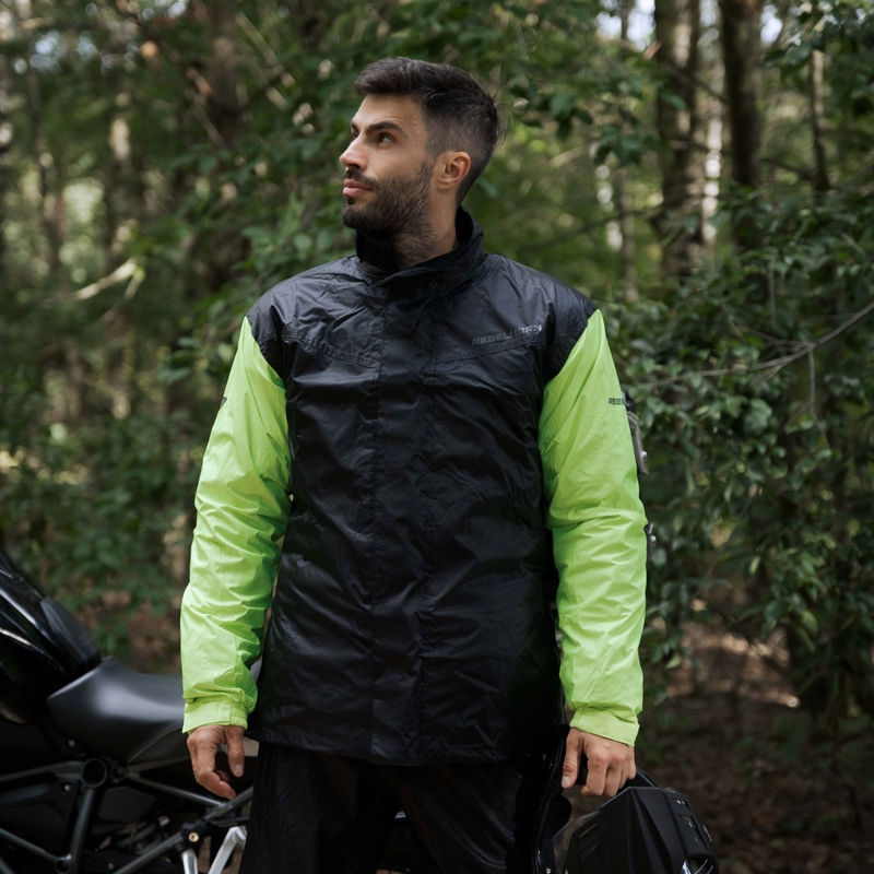 Rebelhorn Rain giacca antipioggia da moto giallo fluo