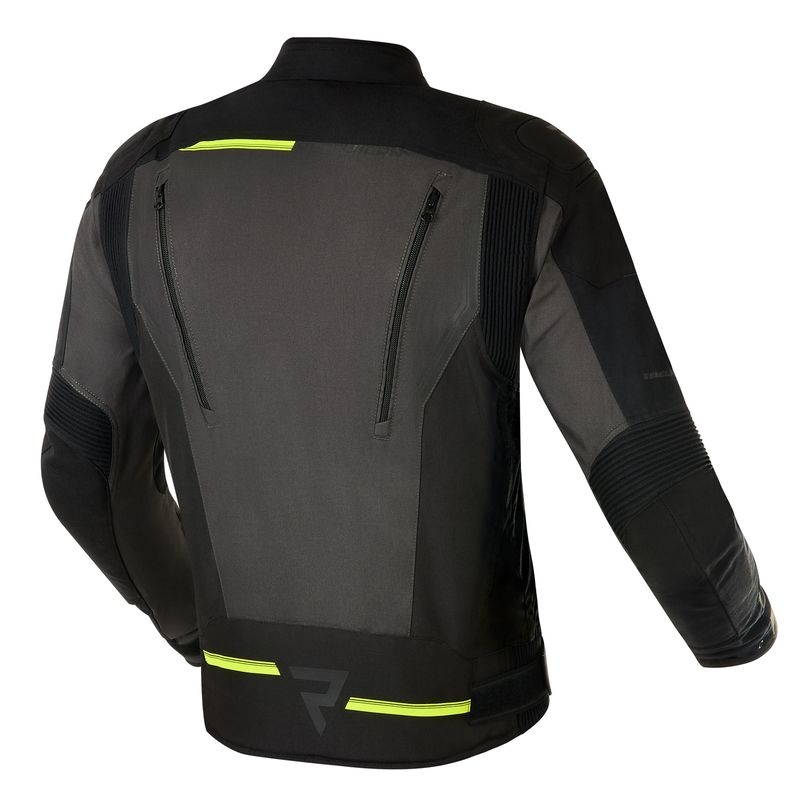 Giacca da moto Rebelhorn Borg nero-grigio scuro-giallo fluo