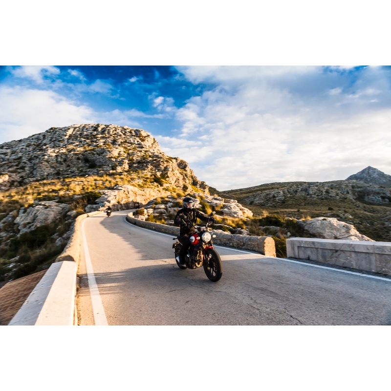 Giacca da moto Rebelhorn Borg nero-grigio scuro-giallo fluo