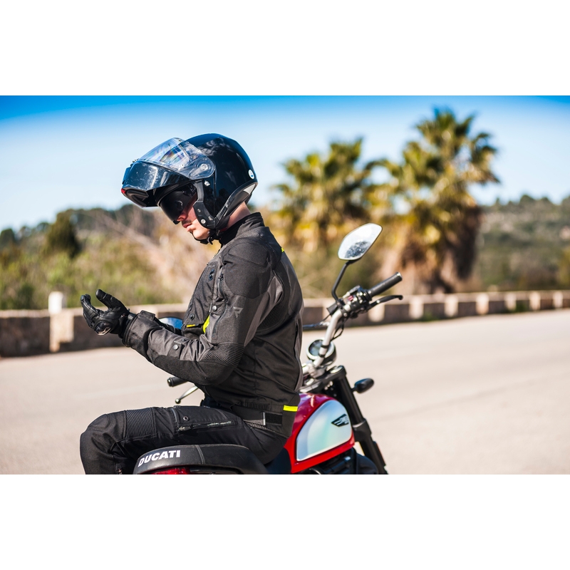 Giacca da moto Rebelhorn Borg nero-grigio scuro-giallo fluo