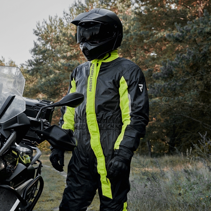Rebelhorn Travel Tuta antipioggia nera e giallo fluo