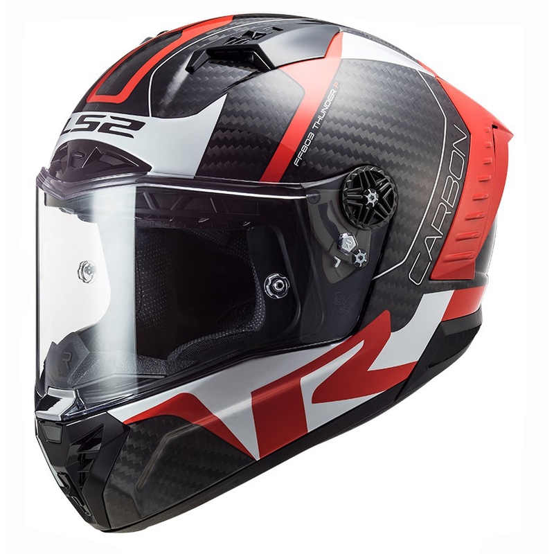 Casco moto integrale LS2 FF805 Thunder C Racing1 nero-bianco-rosso
