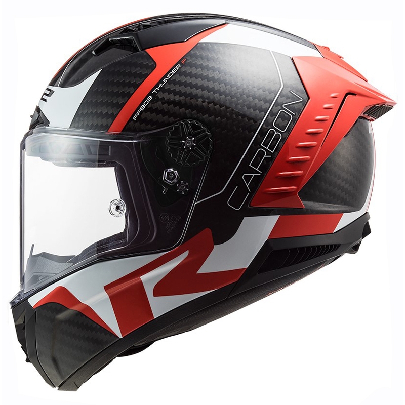 Casco moto integrale LS2 FF805 Thunder C Racing1 nero-bianco-rosso