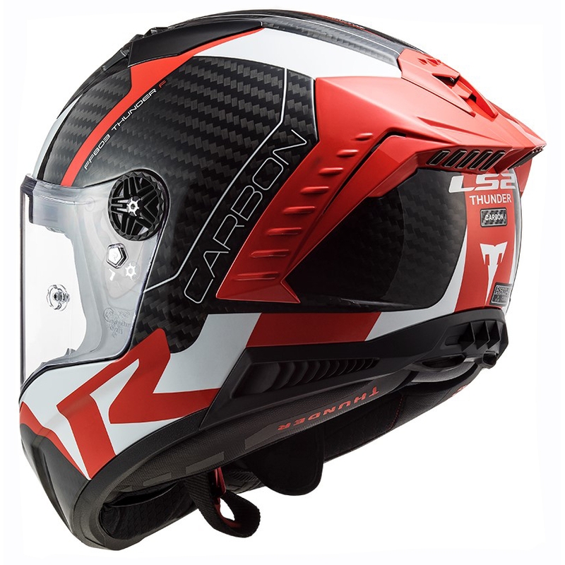 Casco moto integrale LS2 FF805 Thunder C Racing1 nero-bianco-rosso