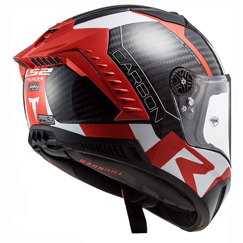 Casco moto integrale LS2 FF805 Thunder C Racing1 nero-bianco-rosso
