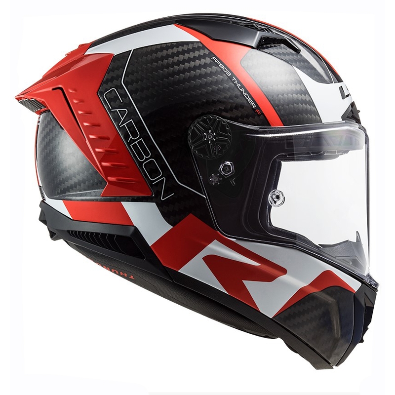 Casco moto integrale LS2 FF805 Thunder C Racing1 nero-bianco-rosso