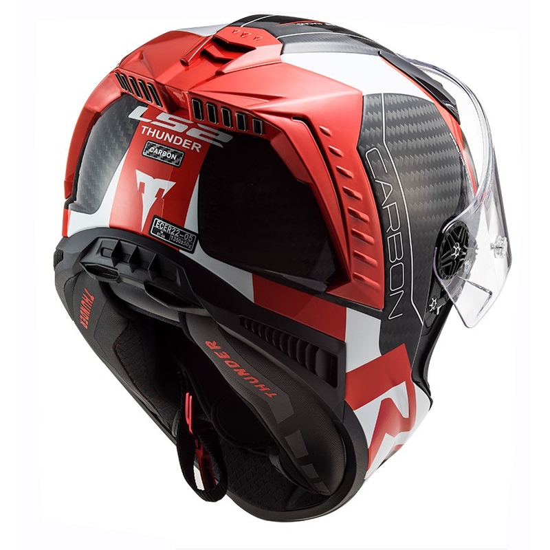 Casco moto integrale LS2 FF805 Thunder C Racing1 nero-bianco-rosso