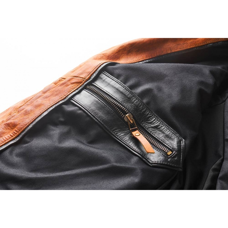 Giacca da moto in pelle Fuel Bourbon Brown Saldi