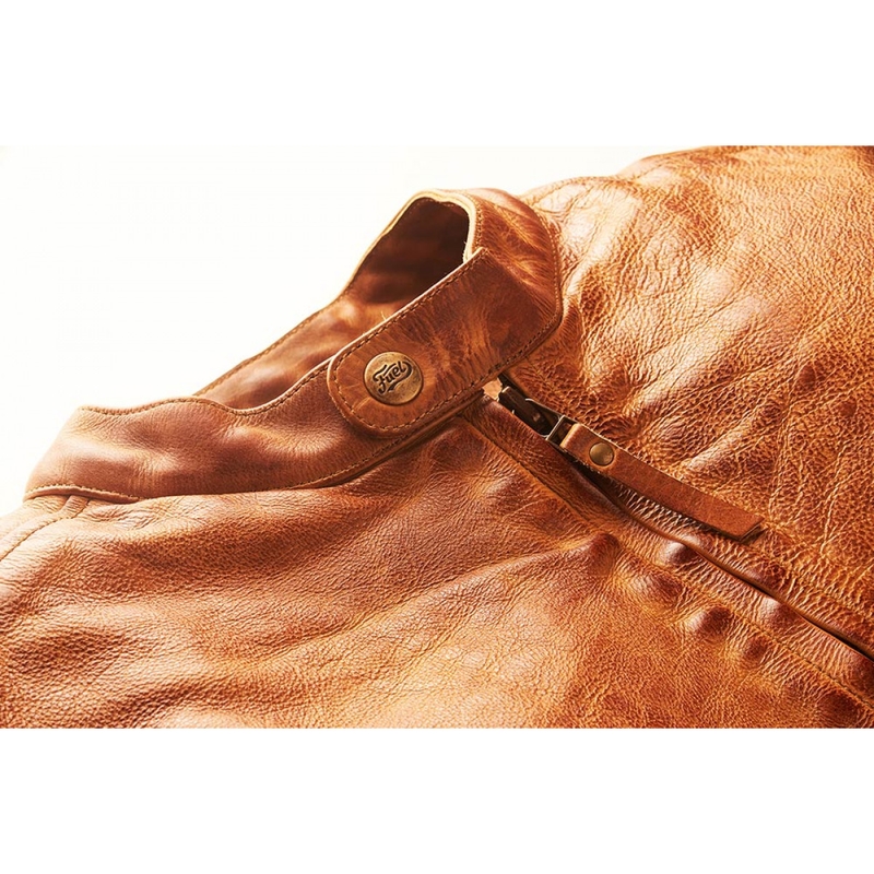 Giacca da moto in pelle Fuel Bourbon Brown Saldi