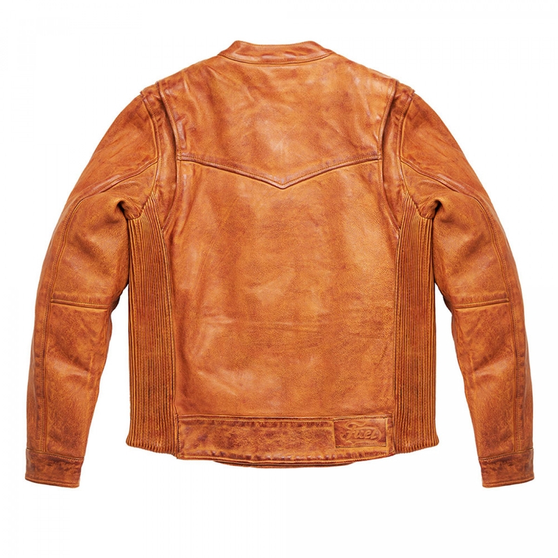 Giacca da moto in pelle Fuel Bourbon Brown Saldi