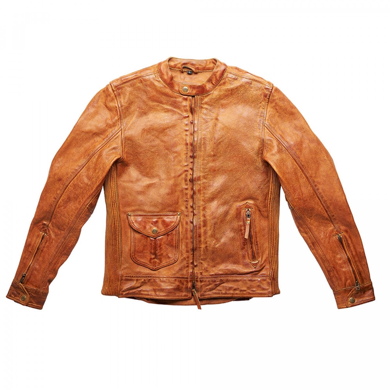 Giacca da moto in pelle Fuel Bourbon Brown Saldi