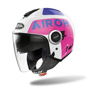 Casco moto aperto Airoh Helios Up 2022 bianco-blu-rosa Saldi