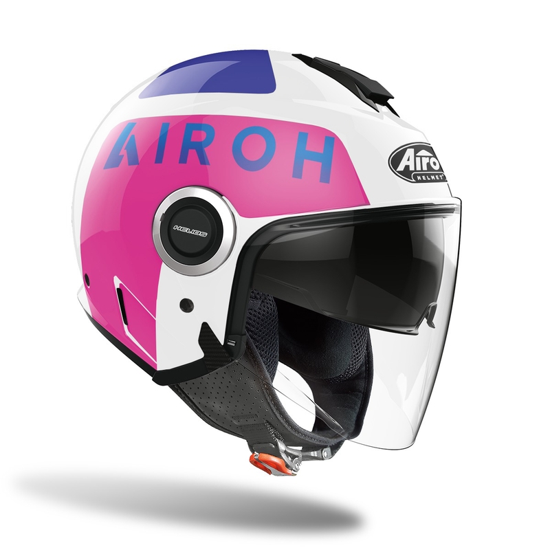 Casco moto aperto Airoh Helios Up 2022 bianco-blu-rosa Saldi