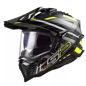 Casco enduro LS2 MX701 Explorer C Edge 06 nero-grigio-giallo fluo