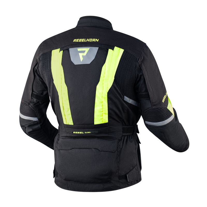 Giacca da moto Rebelhorn Hardy II nero-giallo fluo Saldi