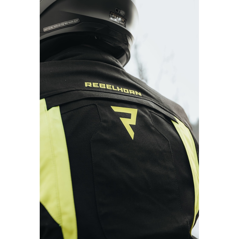 Giacca da moto Rebelhorn Hardy II nero-giallo fluo Saldi