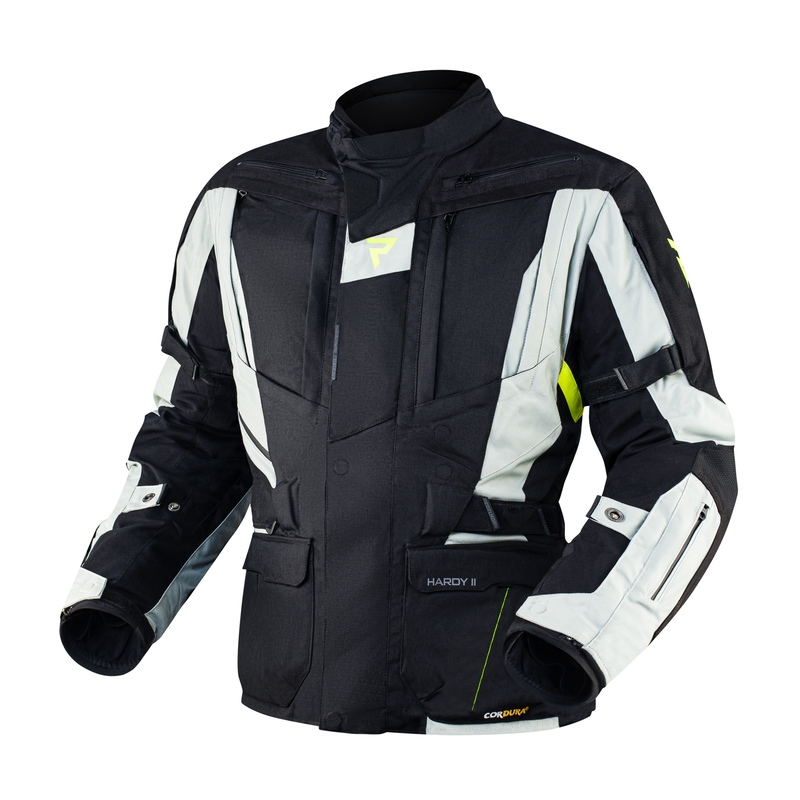 Giacca da moto Rebelhorn Hardy II grigio-nero-giallo fluo Saldi