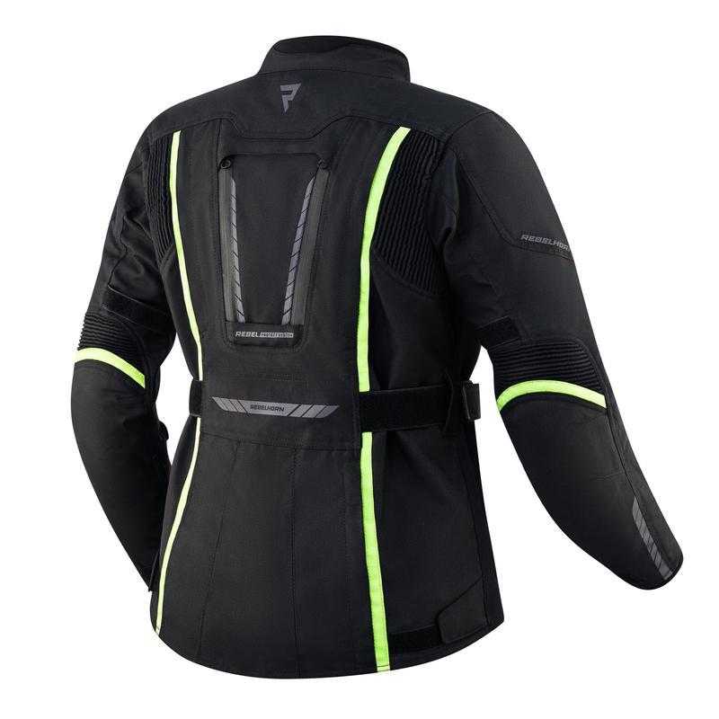Giacca moto da donna Rebelhorn Hiker III nero-giallo fluo Saldi