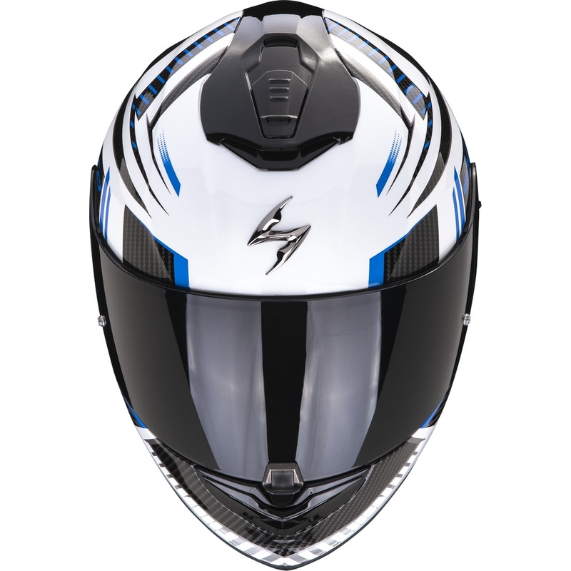 Casco moto integrale Scorpion EXO-1400 EVO Air Shell bianco-blu