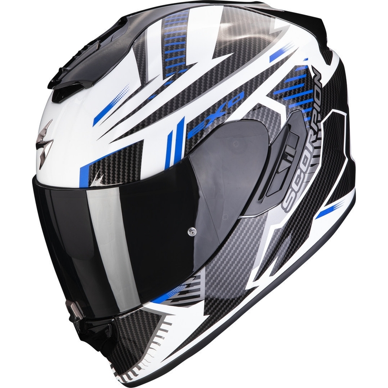 Casco moto integrale Scorpion EXO-1400 EVO Air Shell bianco-blu