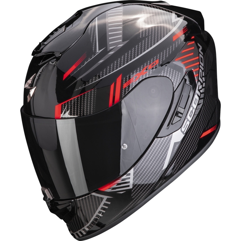 Casco moto integrale Scorpion EXO-1400 EVO Air Shell nero-rosso