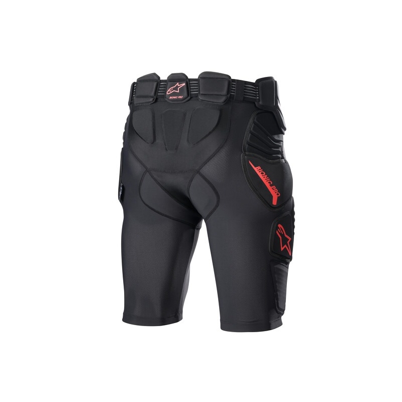 Pantaloncini da motocross Alpinestars Bionic Pro neri e rossi